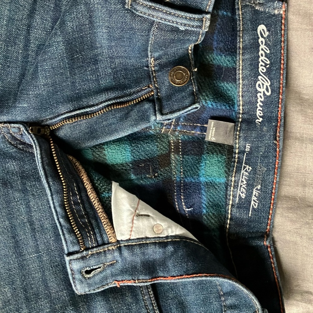 Fleece lined jeans, women size 6, Eddie Bauer